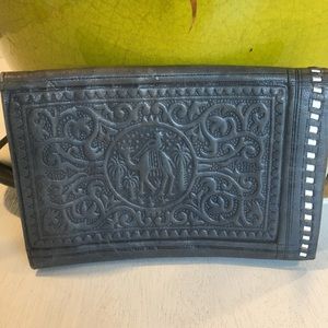 Exotic Leather Embossed Passport Wallet Camel Boho
